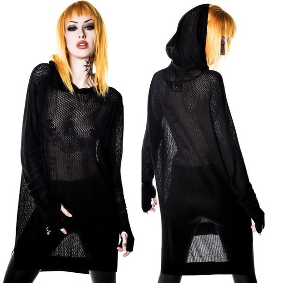 Killstar Tops - KILLSTAR Banishment Mr. Strange mesh hoodie unisex punk goth
